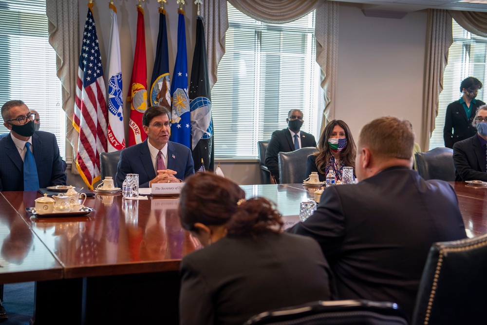 Defense Secretary Dr. Mark T. Esper meets Bulgarian Minister of Defence Dr. Krasimir Karakachanov