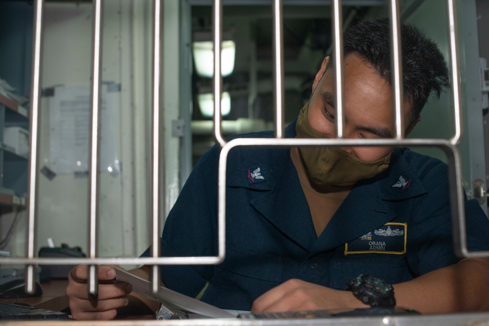 Sailor Logs an Account aboard USS Nimitz