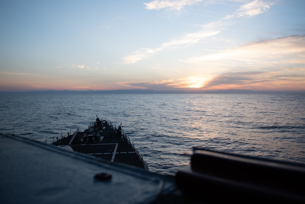 USS Barry Transits Through The Pacific Ocean