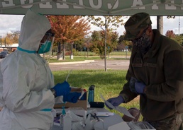 Michigan National Guard performing coronavirus tests in the fall at Bay City