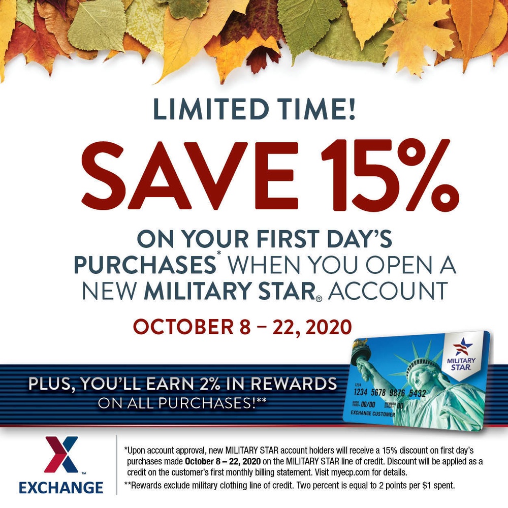MILITARY STAR 15% First-Day Discount Oct. 8-22