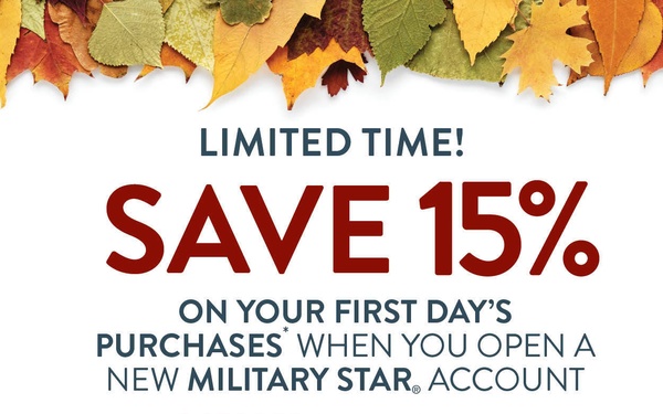 New MILITARY STAR Cardholders Will Get 15% Off First-Day Purchases Oct. 8-22