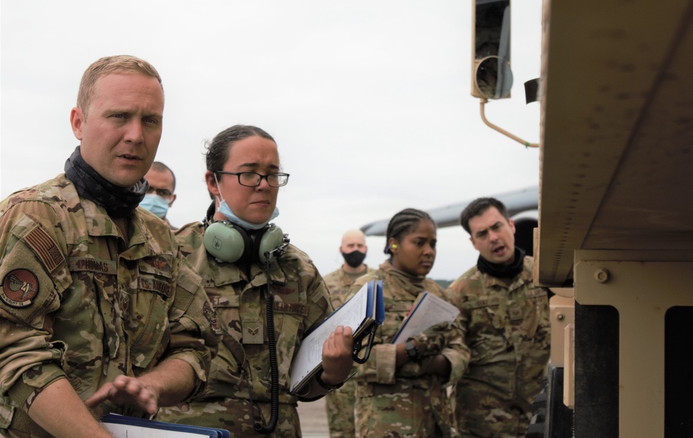 U.S. Airmen rehearse air load operations at Hunter Army Airfield