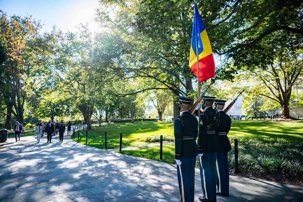 Minister of Defense of Romania Nicolae Ciuca Participates in an Armed Forces Full Honors Wreath-Laying Ceremony at the Tomb of the Unknown Soldier