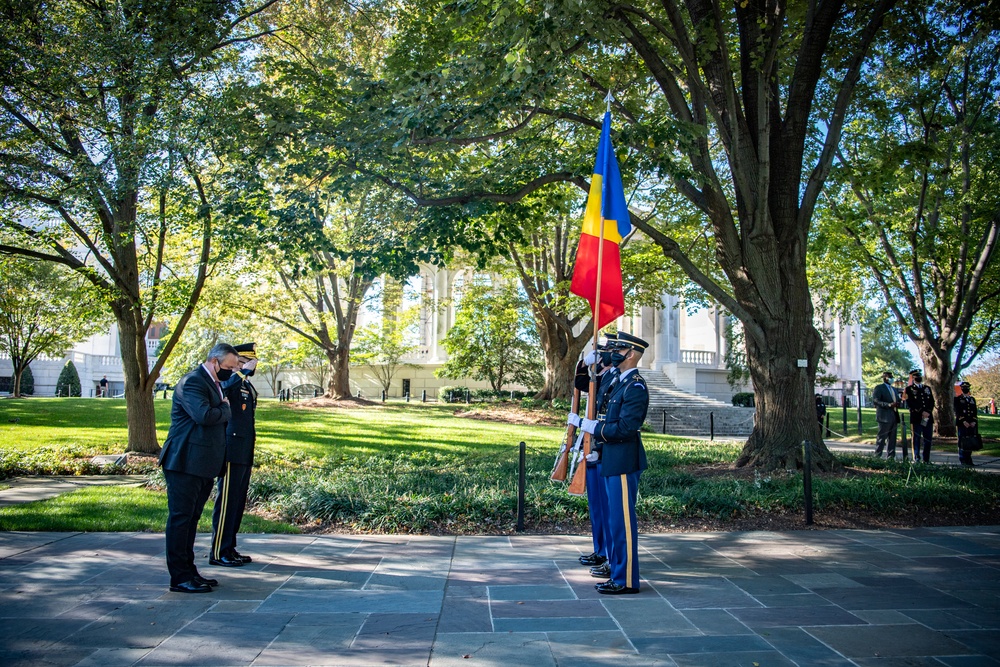 Minister of Defense of Romania Nicolae Ciuca Participates in an Armed Forces Full Honors Wreath-Laying Ceremony at the Tomb of the Unknown Soldier