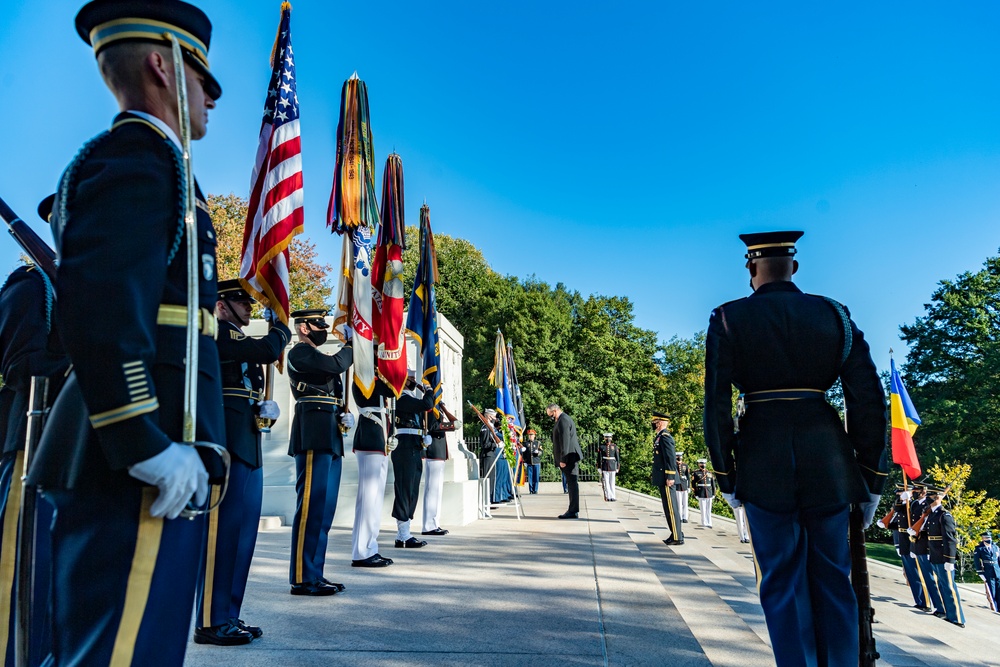 Minister of Defense of Romania Nicolae Ciuca Participates in an Armed Forces Full Honors Wreath-Laying Ceremony at the Tomb of the Unknown Soldier