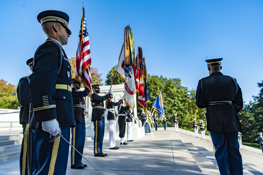 Minister of Defense of Romania Nicolae Ciuca Participates in an Armed Forces Full Honors Wreath-Laying Ceremony at the Tomb of the Unknown Soldier