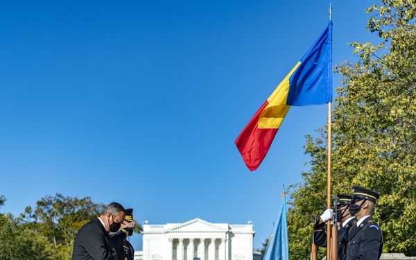 Minister of Defense of Romania Nicolae Ciuca Participates in an Armed Forces Full Honors Wreath-Laying Ceremony at the Tomb of the Unknown Soldier