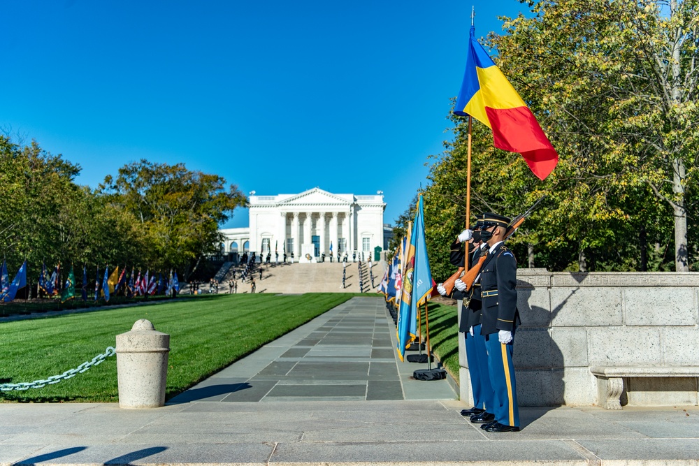 Minister of Defense of Romania Nicolae Ciuca Participates in an Armed Forces Full Honors Wreath-Laying Ceremony at the Tomb of the Unknown Soldier