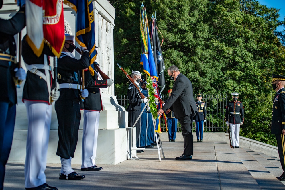 Minister of Defense of Romania Nicolae Ciuca Participates in an Armed Forces Full Honors Wreath-Laying Ceremony at the Tomb of the Unknown Soldier