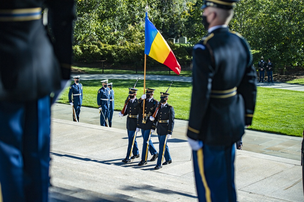 Minister of Defense of Romania Nicolae Ciuca Participates in an Armed Forces Full Honors Wreath-Laying Ceremony at the Tomb of the Unknown Soldier