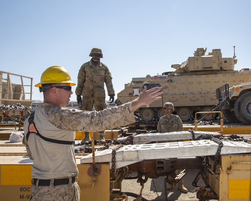 CLB1 and 1st TSB Marines engage in Railhead Operations Group class