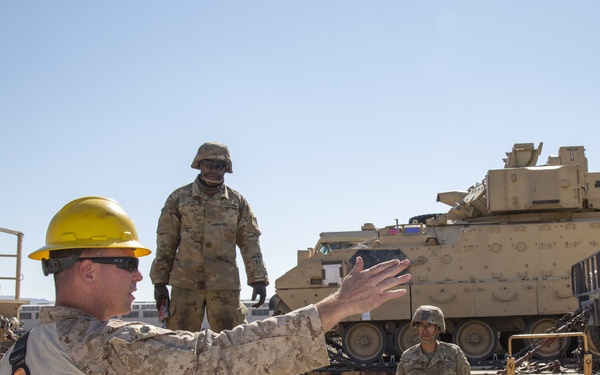 CLB1 and 1st TSB Marines engage in Railhead Operations Group class