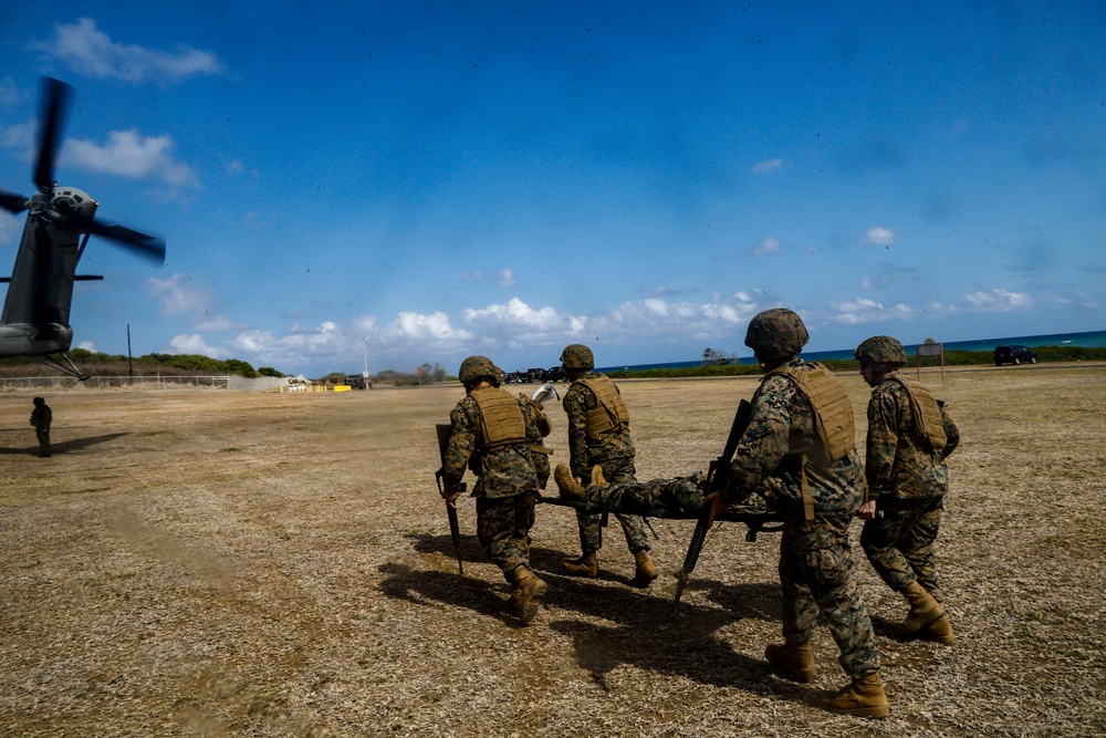 MCBH HQBN Marines participate in casualty evacuation exercise