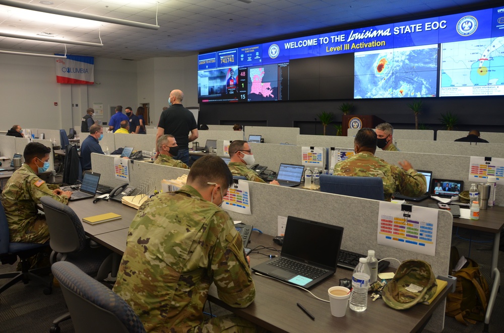 Baton Rouge Emergency Operation Center Monitors Hurricane Delta