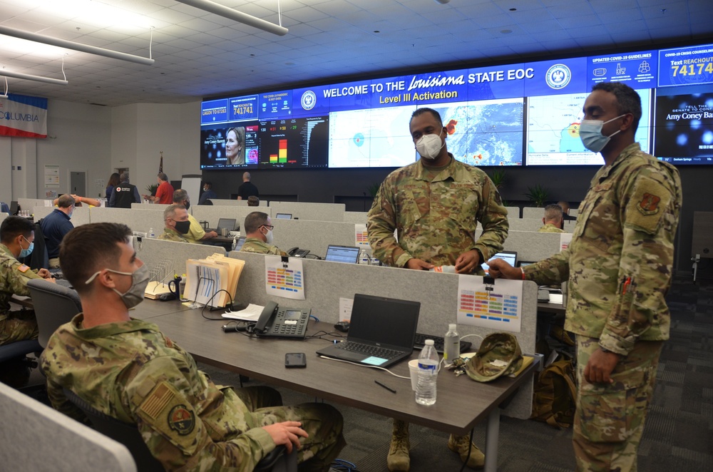 Baton Rouge Emergency Operation Center Monitors Hurricane Delta