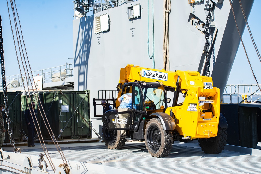 Workers Unload Equipment From LSV 5