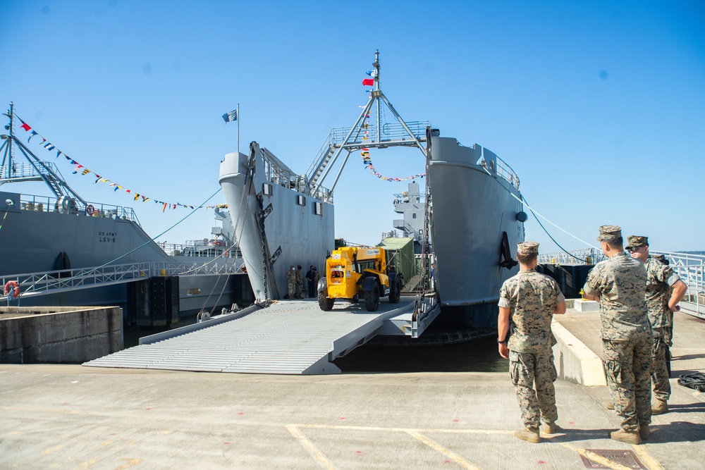 Workers Unload Equipment From LSV 5