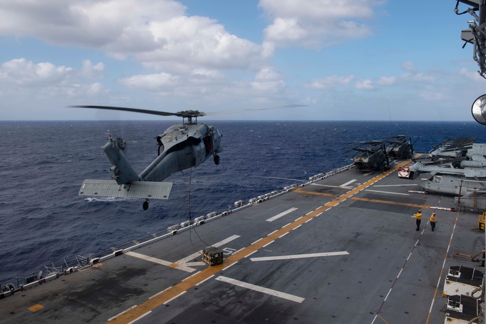 USS America (LHA) Conducts Replenishment-at-sea