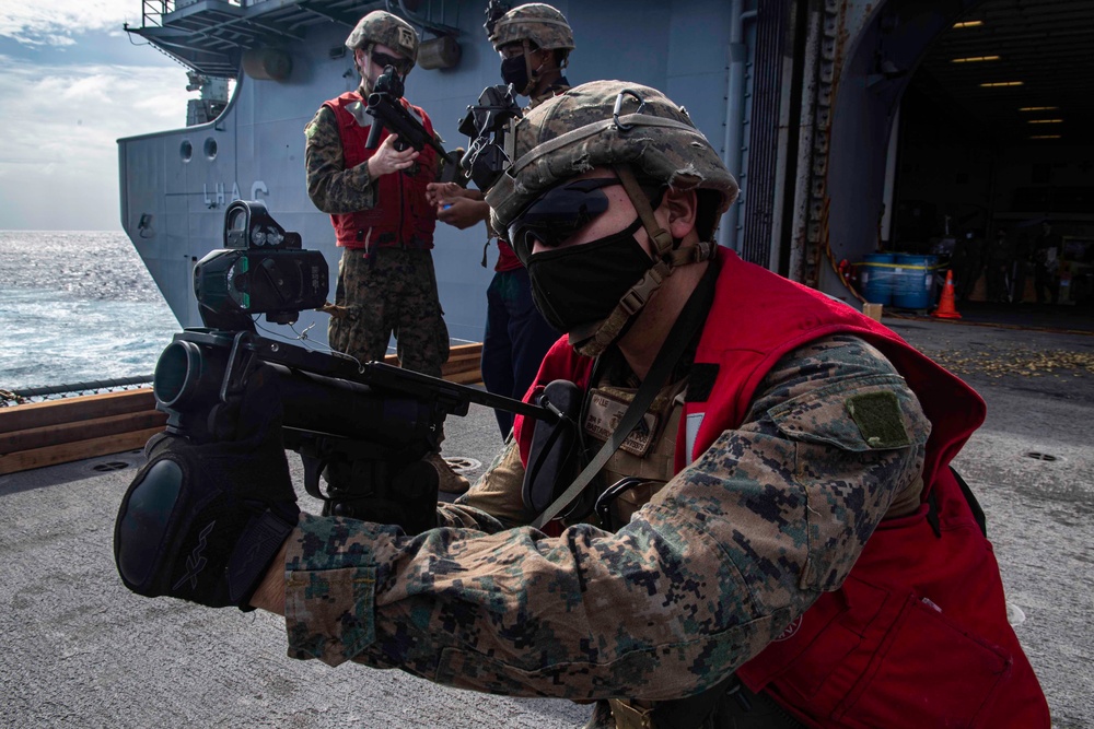 31st Marine Expeditionary Unit Conducts Live-Fire Training Aboard USS America (LHA 6)