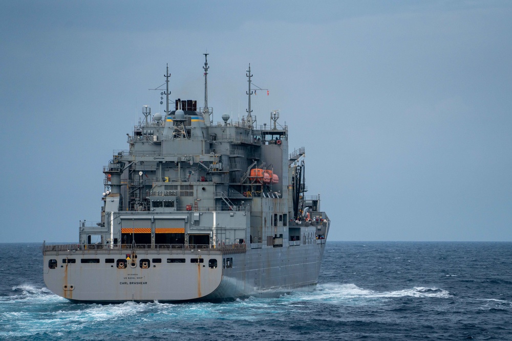 USS Halsey Conducts A Replenishment-at-sea