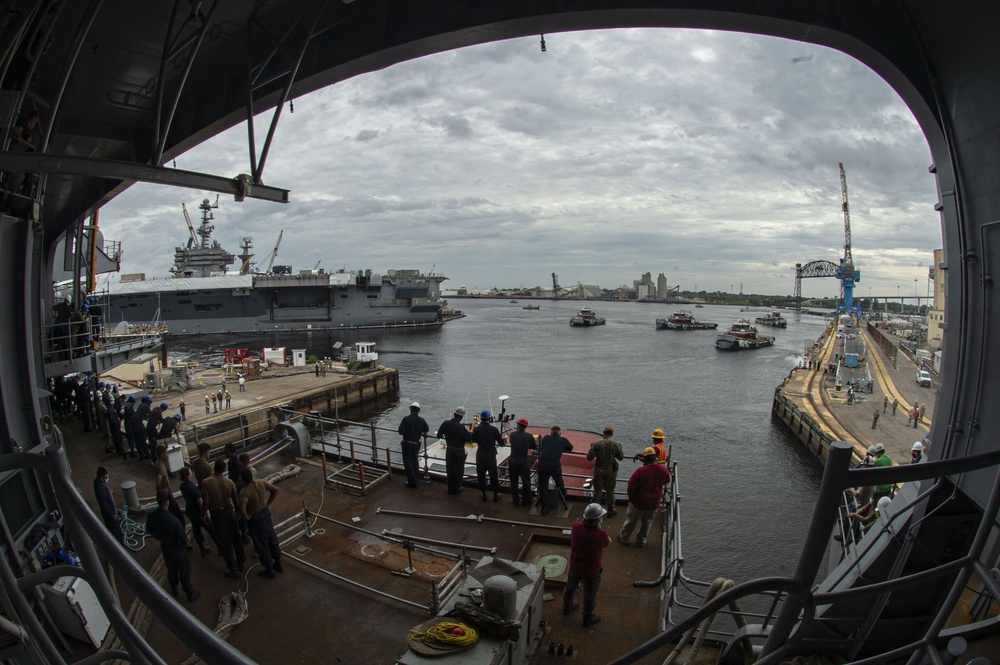 USS George H. W. Bush (CVN 77) Departs The Dry Dock