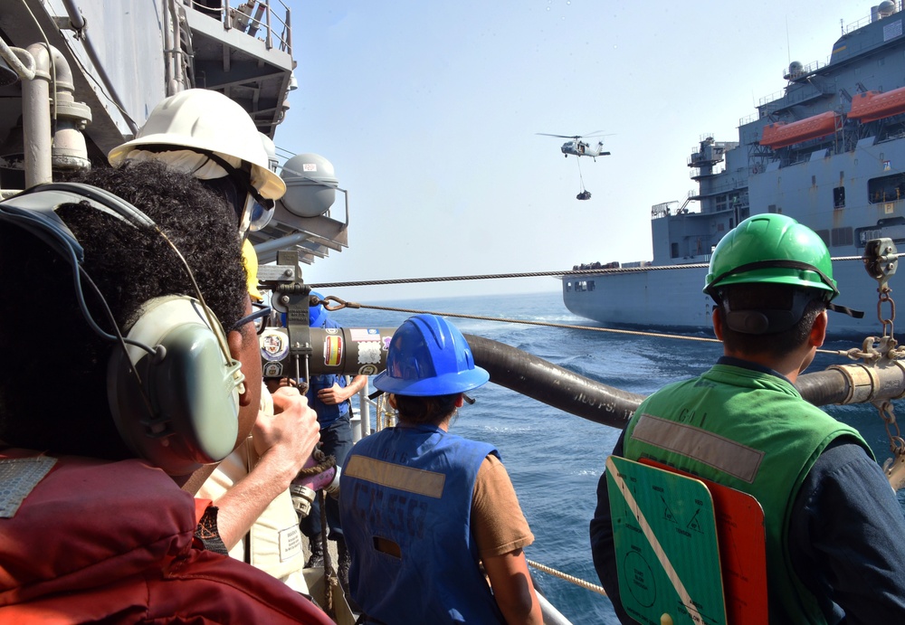 USS PHILIPPINE SEA VERTREP/RAS WITH USNS MATTHEW PERRY