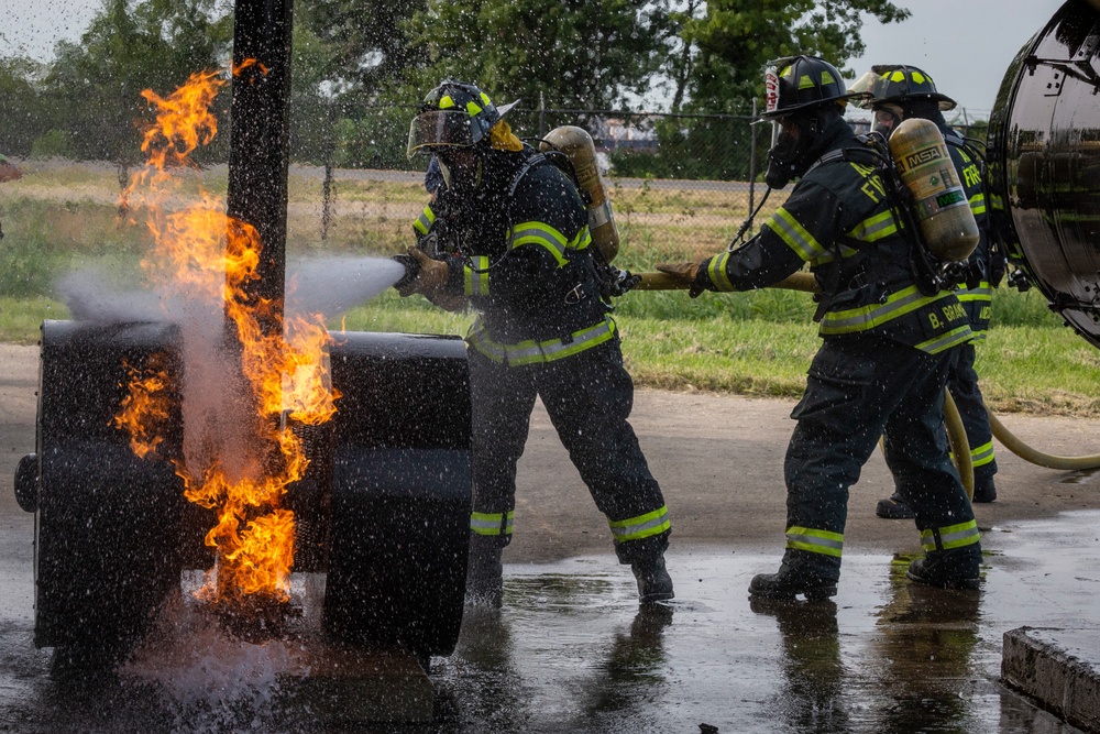 177th firefighters conduct aircraft fire training