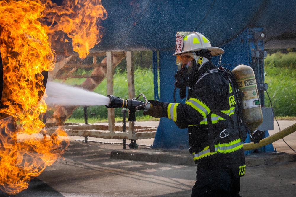 177th firefighters conduct aircraft fire training
