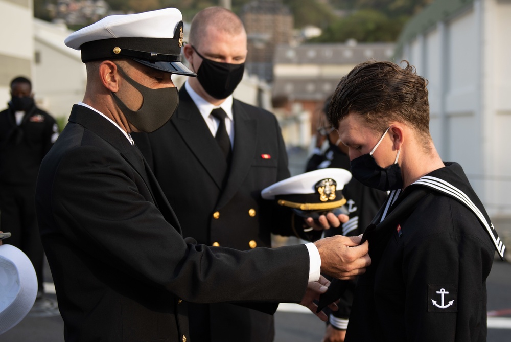 USS Barry Sailors Perform A Dress Ispection