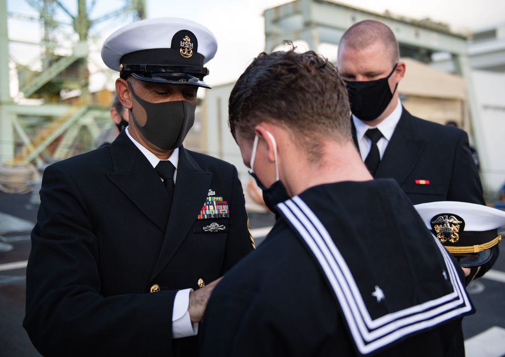 USS Barry Sailors Perform A Dress Ispection