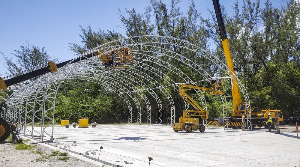 Seabees Construct Diego Garcia Tension Fabric Structure