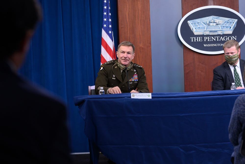 Army Leaders Hold Media Briefing at Pentagon