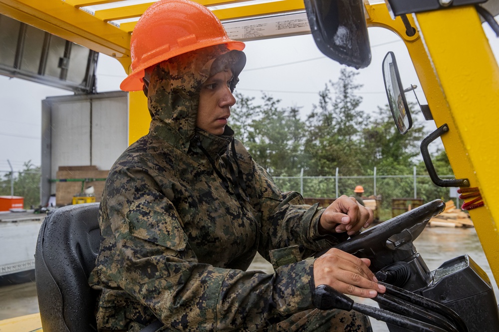 CATC Camp Fuji ASP Marines unload and inventory artillery rounds