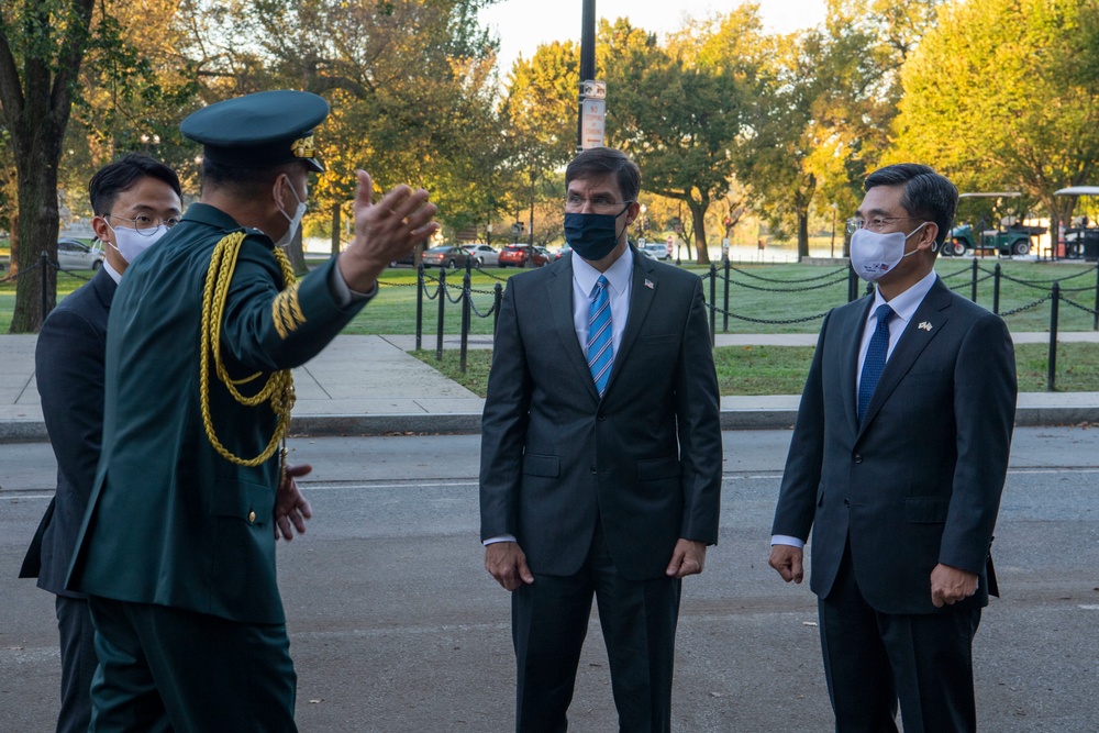 Defense Secretary Dr. Mark T. Esper meets with Republic of Korea Minister of Defense Suh Wook