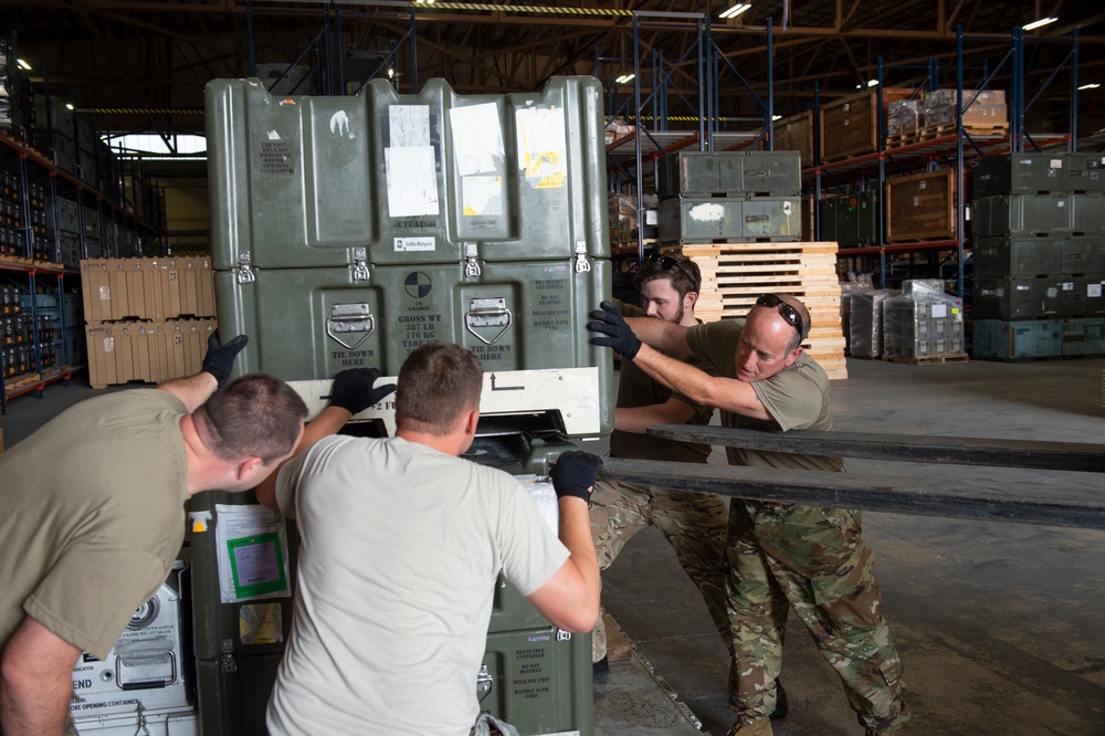 Team Grissom assists Royal Air Force with securing cargo