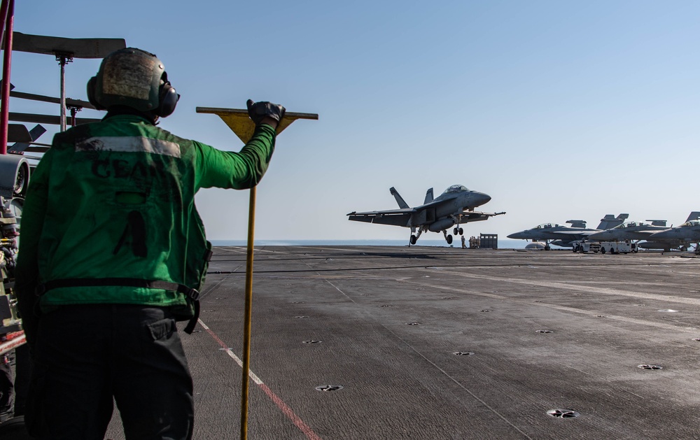 F/A-18E Super Hornet Lands On Flight Deck