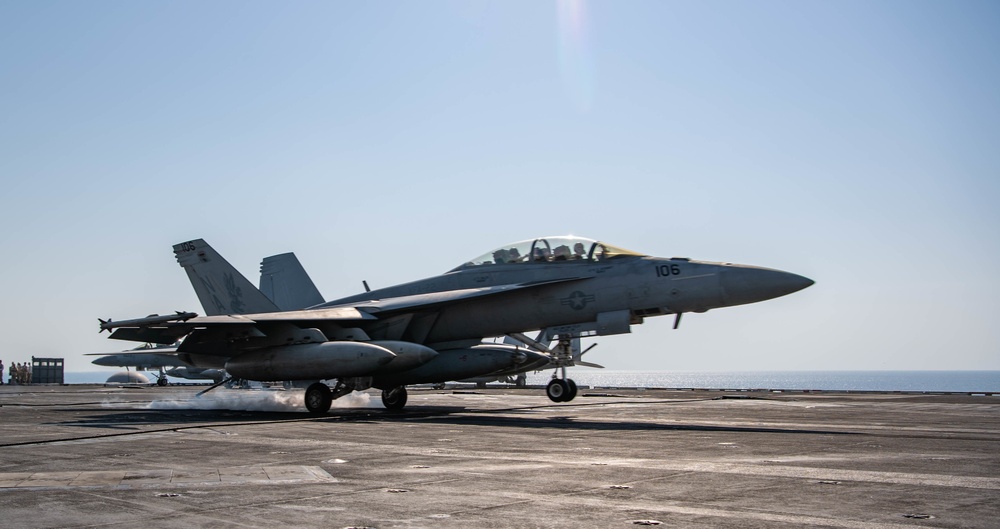 F/A-18E Super Hornet Lands on Flight Deck