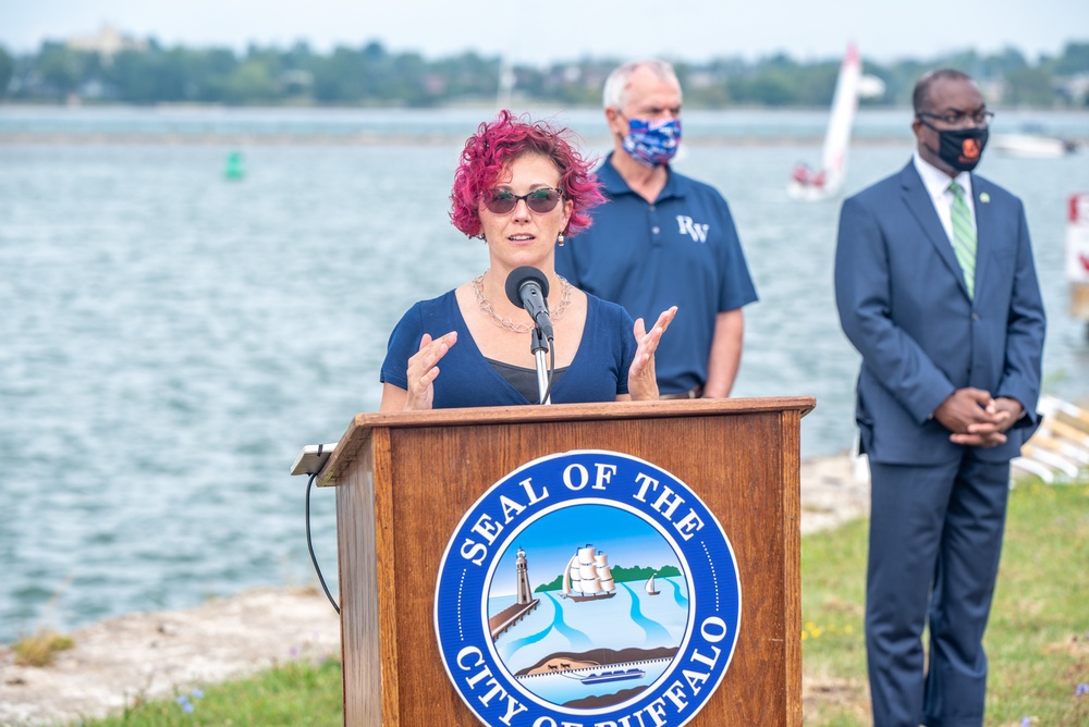 Groundbreaking ceremony for seawall repairs at Ralph C. Wilson, Jr. Centennial Park