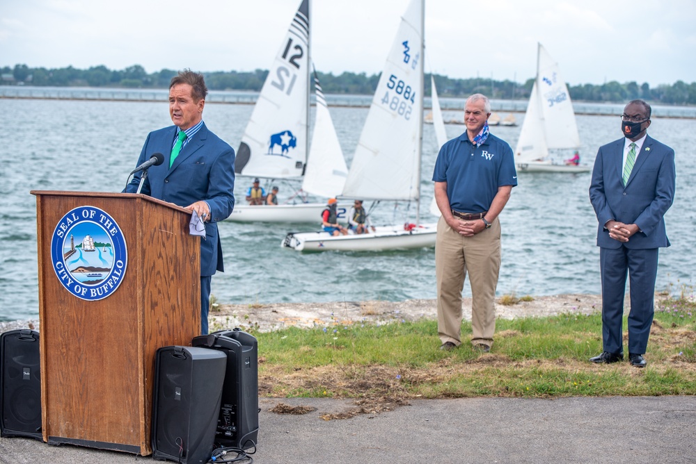 Groundbreaking ceremony for seawall repairs at Ralph C. Wilson, Jr. Centennial Park