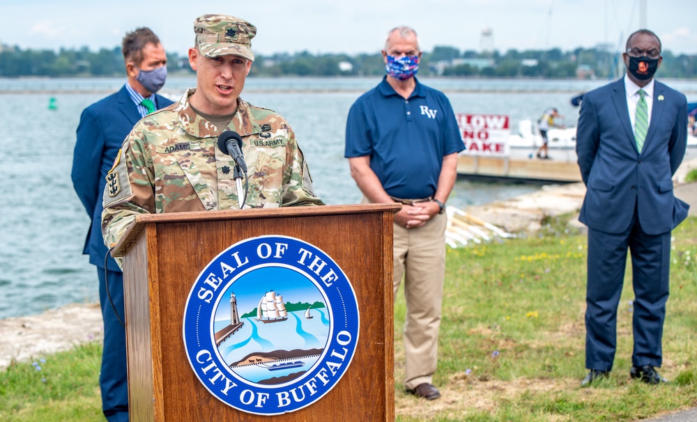 Groundbreaking ceremony for seawall repairs at Ralph C. Wilson, Jr. Centennial Park