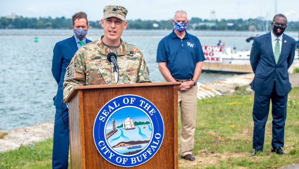 Groundbreaking ceremony for seawall repairs at Ralph C. Wilson, Jr. Centennial Park