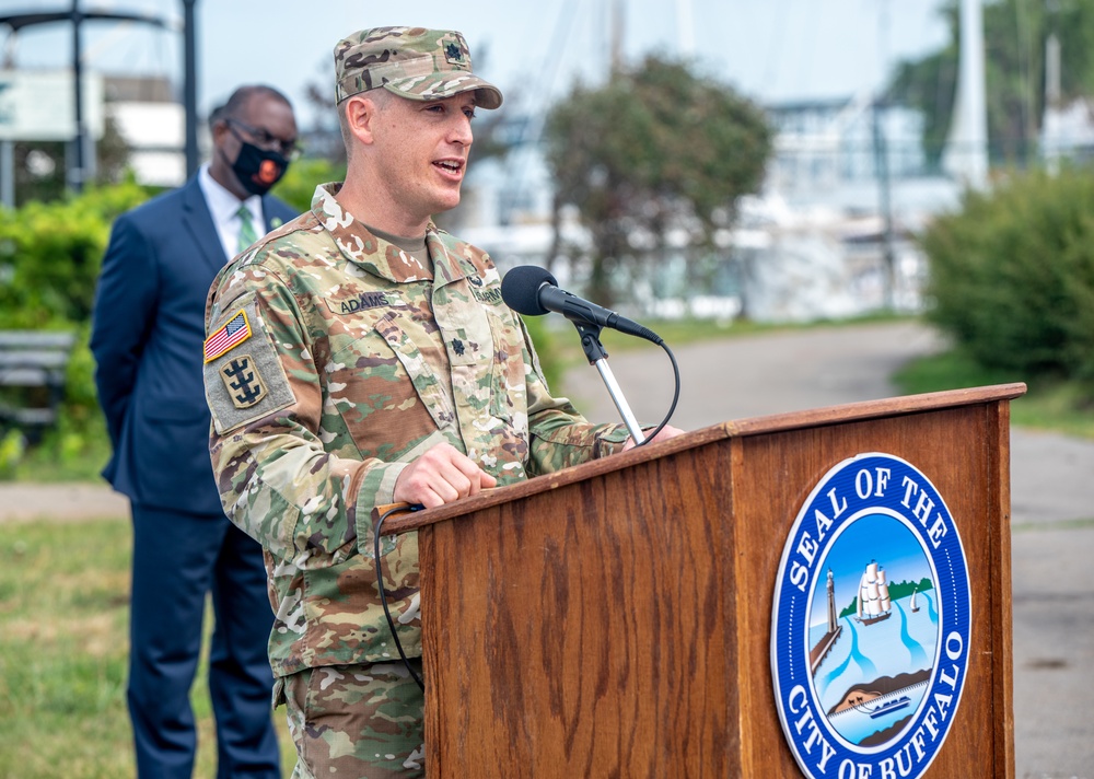 Groundbreaking ceremony for seawall repairs at Ralph C. Wilson, Jr. Centennial Park