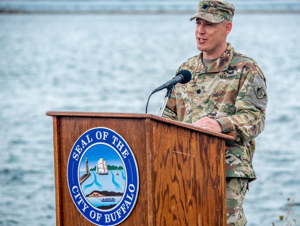 Groundbreaking ceremony for seawall repairs at Ralph C. Wilson, Jr. Centennial Park