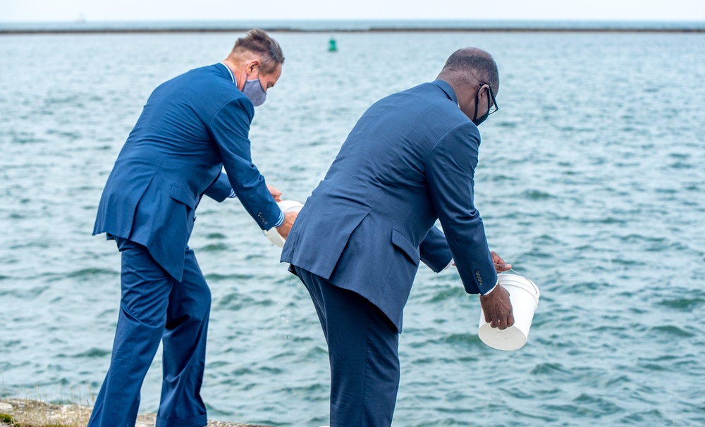 Groundbreaking ceremony for seawall repairs at Ralph C. Wilson, Jr. Centennial Park