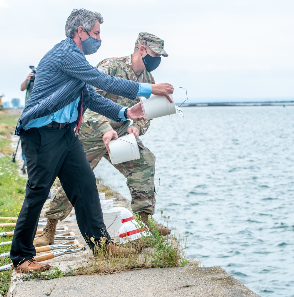 Groundbreaking ceremony for seawall repairs at Ralph C. Wilson, Jr. Centennial Park