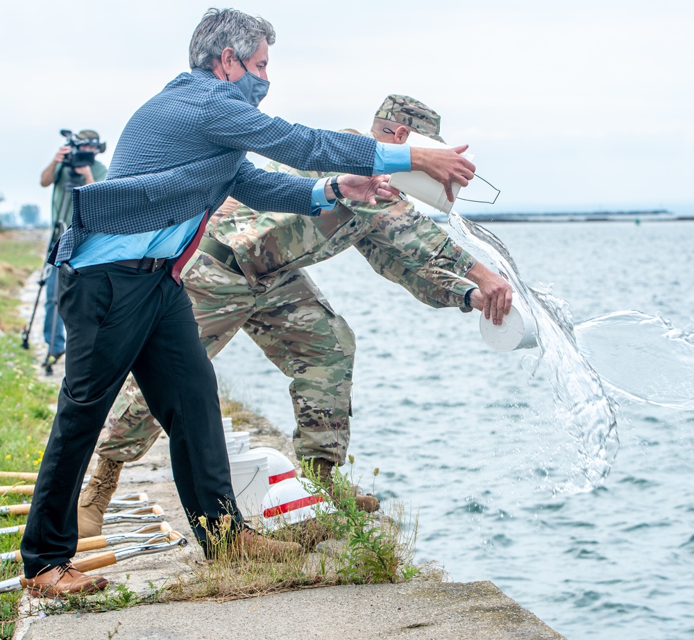 Groundbreaking ceremony for seawall repairs at Ralph C. Wilson, Jr. Centennial Park