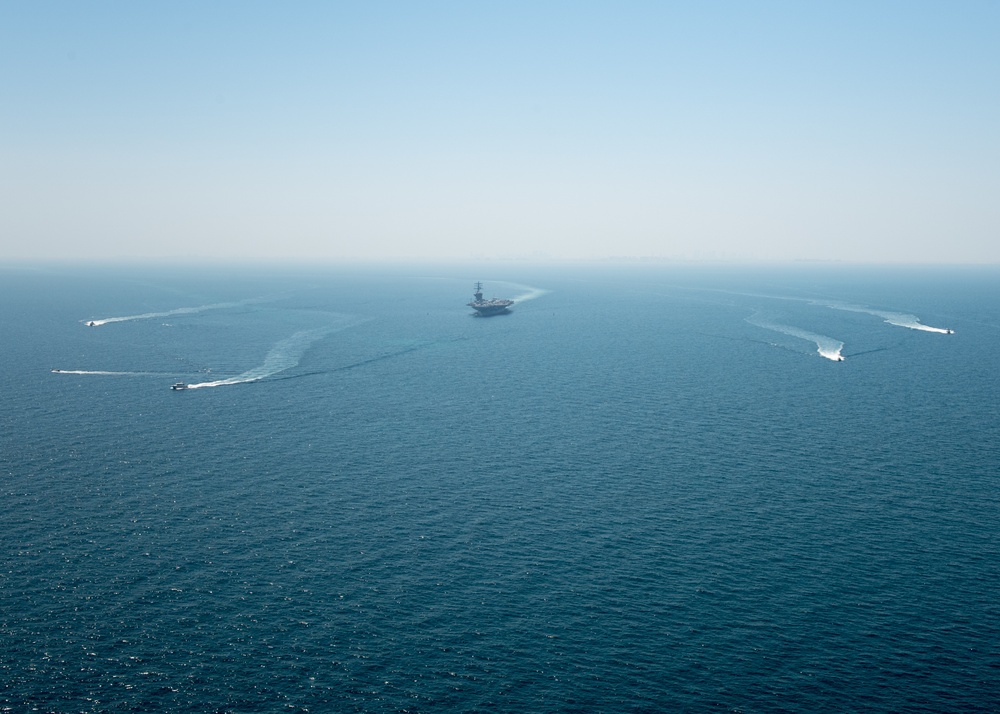 USS Nimitz (CVN 68) departs Bahrain