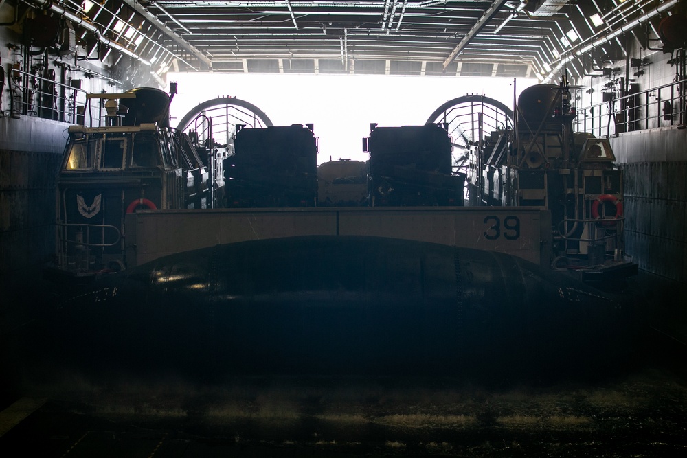 LCACs embark USS Somerset in preparation for at-sea training
