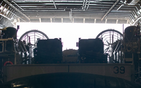 LCACs embark USS Somerset in preparation for at-sea training